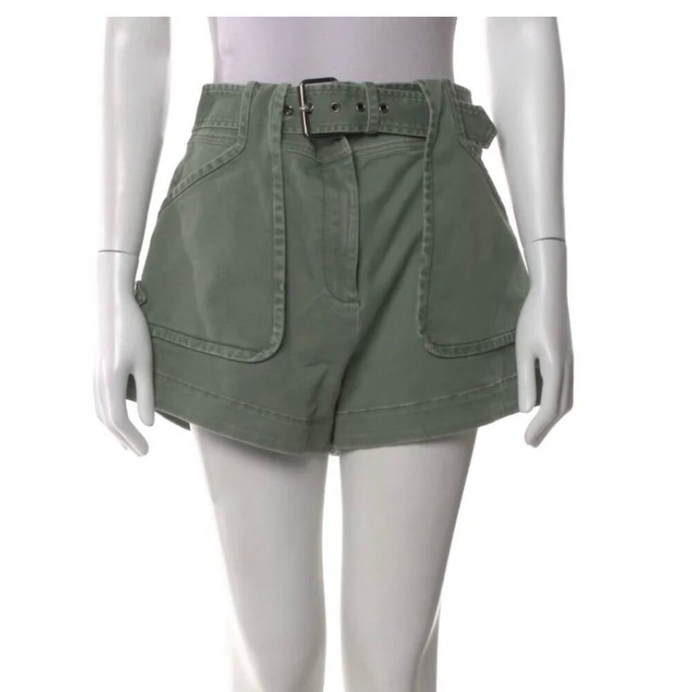 Derek Lam Chic Green Paperbag Belted Shorts Size 00